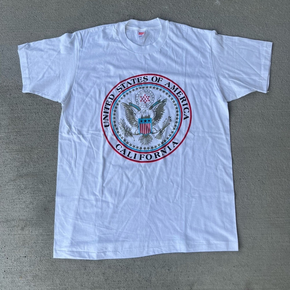 Hanes Men's State of California Graphic T-Shirt White Short Sleeve Tee Size L